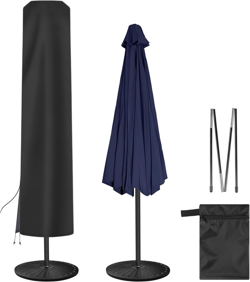 AckMizz Patio Umbrella Cover - Outdoor Umbrella Covers with Folding Rod, Waterproof Oxford, Parasol Cover for 7.5ft 8ft 9ft 10ft 11ft Round Table Umbrella (Black) - Image 1